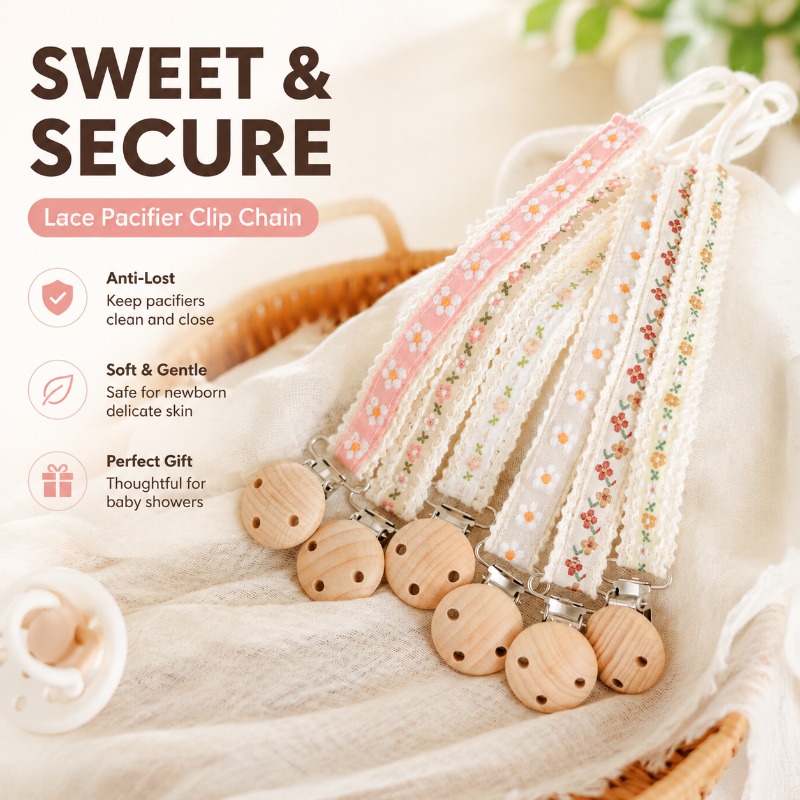 Baby Products Gift - Lace Pacifier Clip Chain for Newborn